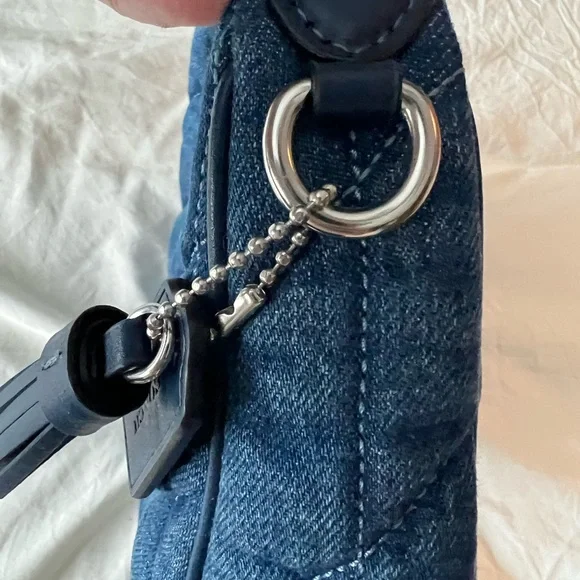 Coach Carmen Mini Denim Quilted Hobo/Crossbody Bag - Picture 8 of 13